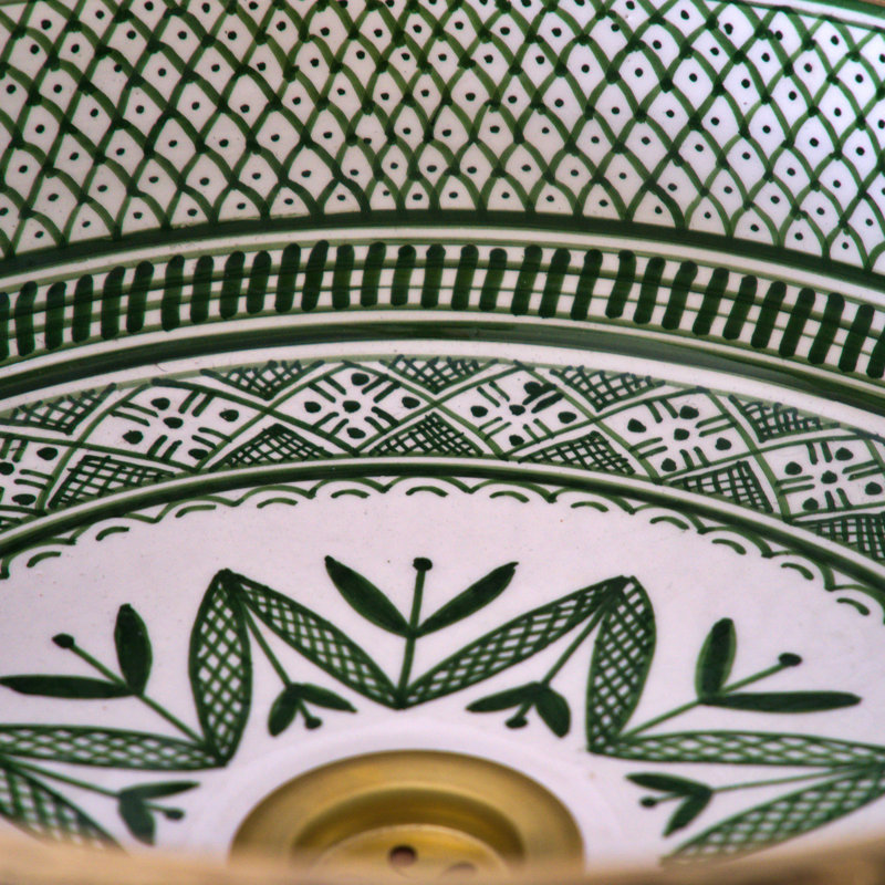 Lavabo vasque en céramique fait à la main, lavabo de comptoir rond 12 po, Vert