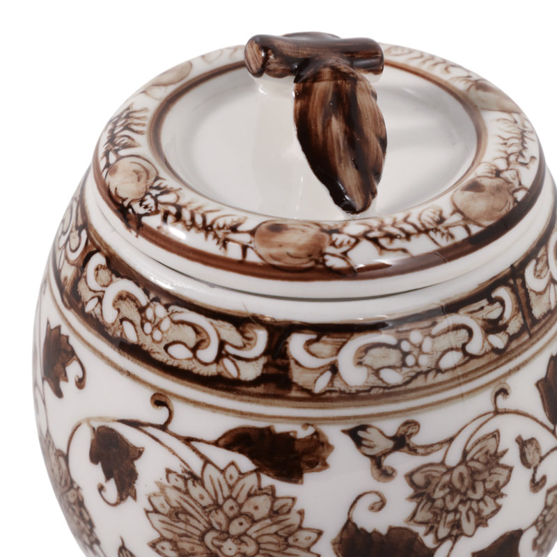 Bougie parfumée pivoine moderne avec couvercle pour décor de chambre à coucher - Décoration florale en céramique pour le salon, la bibliothèque ou la table basse - 5 po