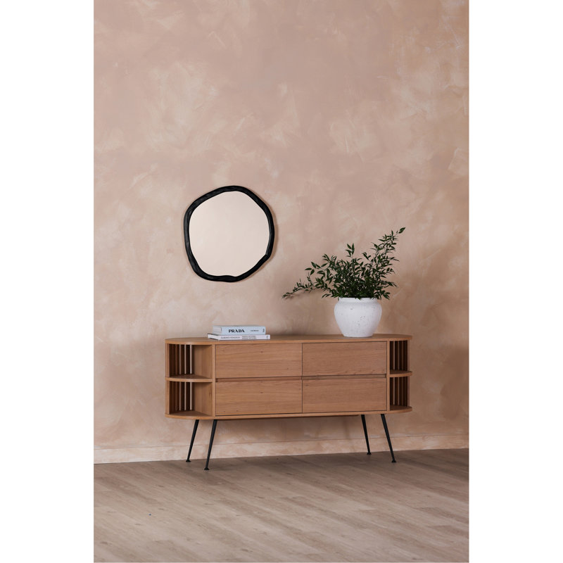 Miroir mural, petit, asymétrique, moderne, noir