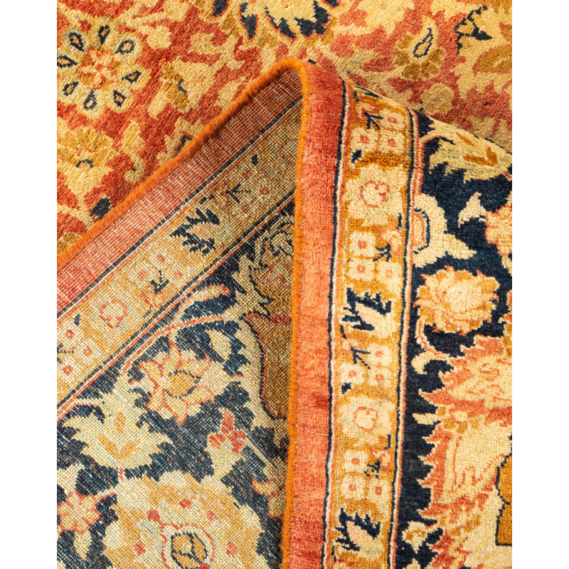 Tapis unique fait à la main Addingham - orange, 6 pi 1 po x 8 pi 10 po Addingham