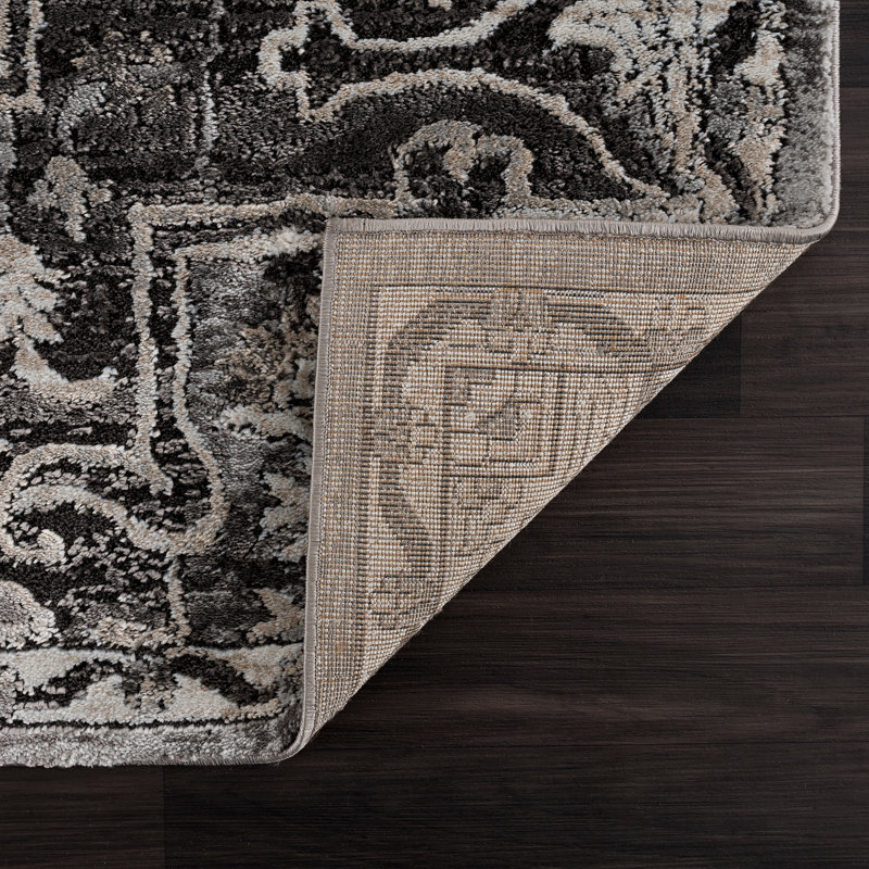 Tapis gris tissé à la machine, Rectangle 2 pi 7 po x 4 pi 2 po
