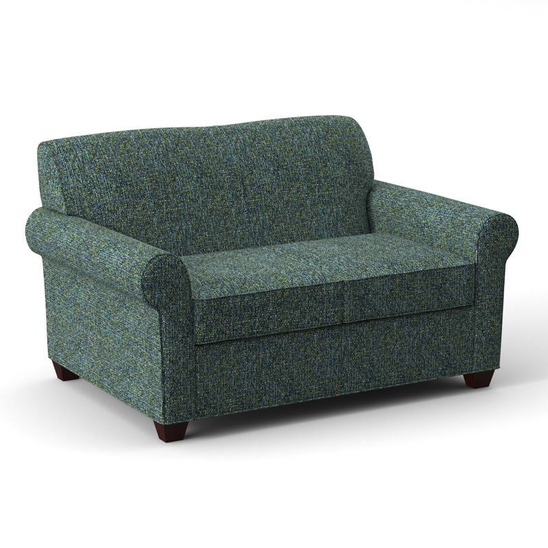 Finn 59" Rolled Arm Loveseat, Empire Mahogany, Connelly Peacock