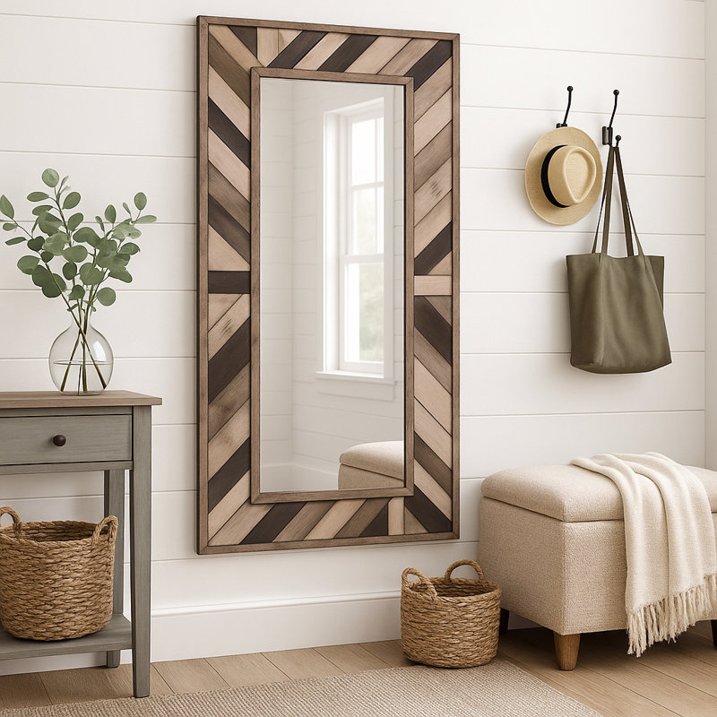 🪞 SG21A008 - Miroir de plancher en bois à chevrons (71 po x 32 po)
