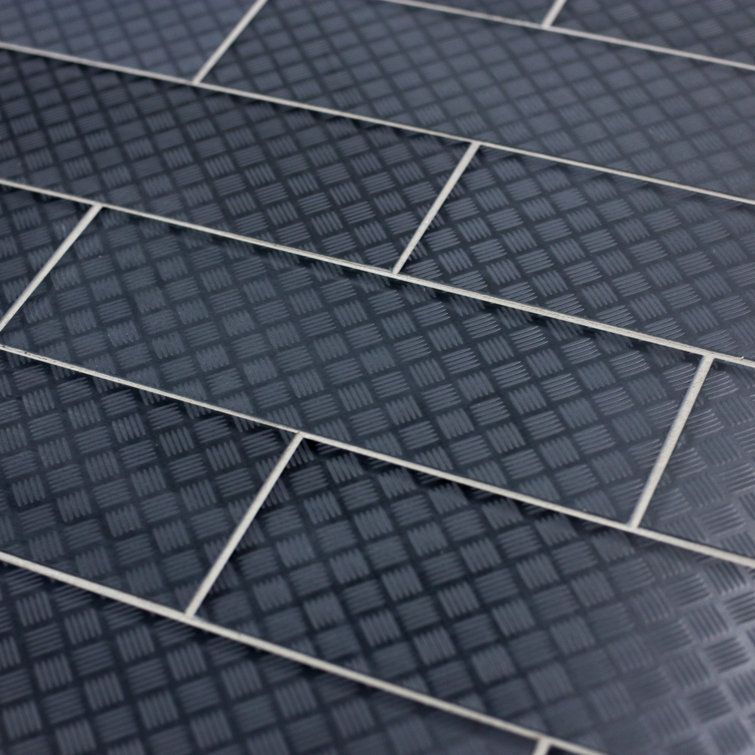 Elements Slip Resistant 4 in. x 12 in. Textured Glass Straight Edge Subway Floor Tile