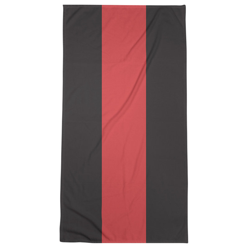 Lightweight Beach Towel, Black/Red/Black, Poly/Cotton