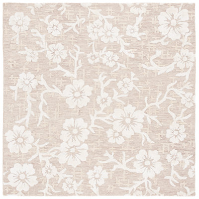 Tapis floral en laine / viscose / coton touffeté à la main Dhiren