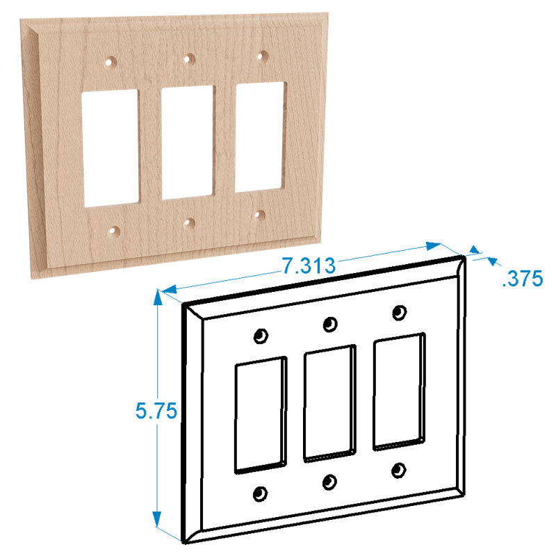 No Subject 3 - Gang Standard Wall Plate, Quarter Sawn Red Oak
