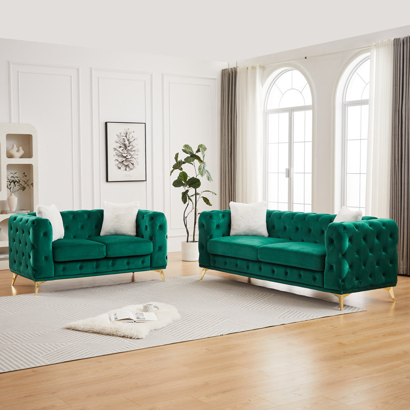 Canapé Reed, Green, Sofa + Loveseat