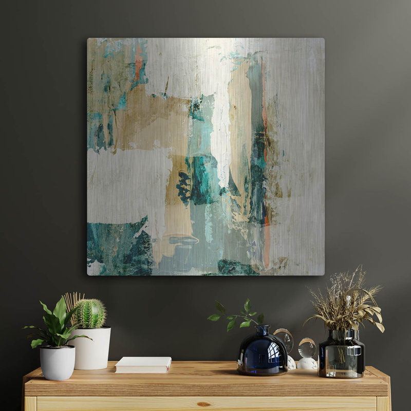 Art mural en métal «Mottled Patina II» par Victoria Borges, H 24 po x l 24 po