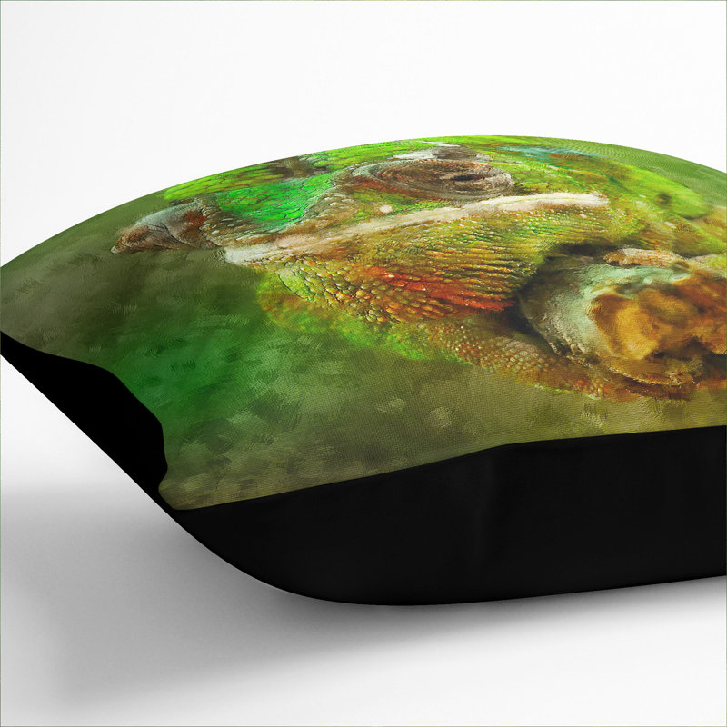Chameleon Lizard Vol.5 Painting Square Throw Cushion, Black, 55cm H x 55cm W x 20cm D