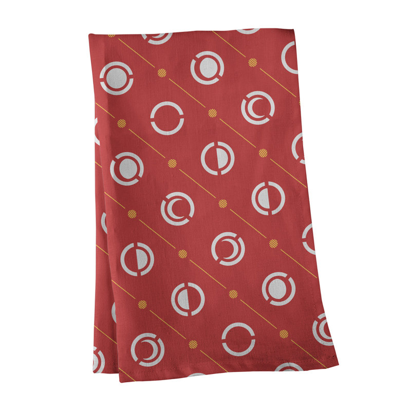 Torchon Moon phases, Orange électrique / blanc / jaune, Polyester sergé