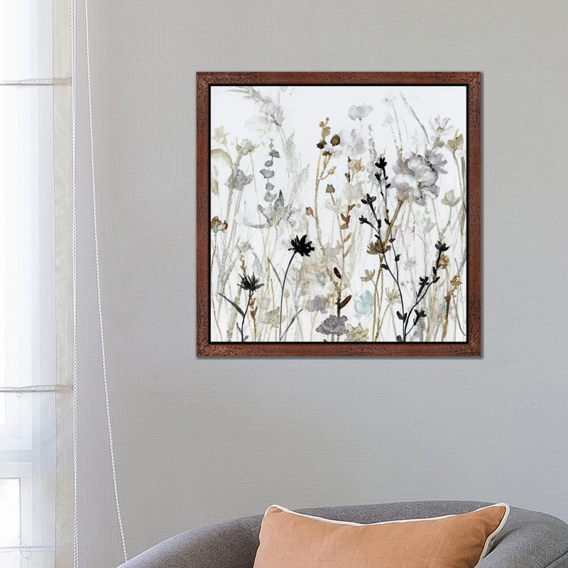 Wildflower Mist II - Print on Canvas, 66.04 cm H x 66.04 cm W, Brown Floater Framed