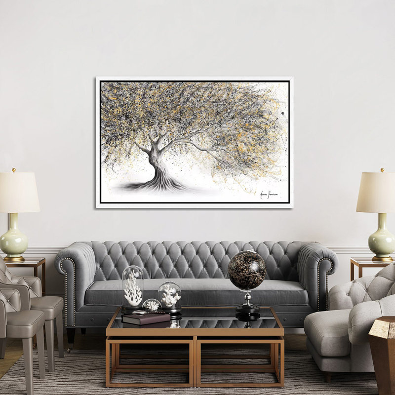 Golden Onyx Tree by Ashvin Harrison - Print on Canvas, 152.5 cm H x 101.5 cm W, White Framed