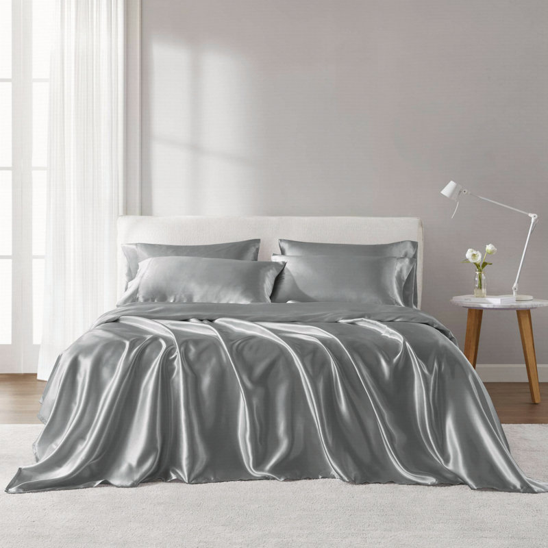 Luxury Sheet Set, Gray, Twin Coverlet + 3 Additional Pieces