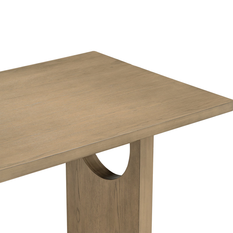 Ensemble de salle à manger rétro 7 pièces, table en bois de 60 po avec 6 chaises rembourrées, base en tréteaux, bois naturel