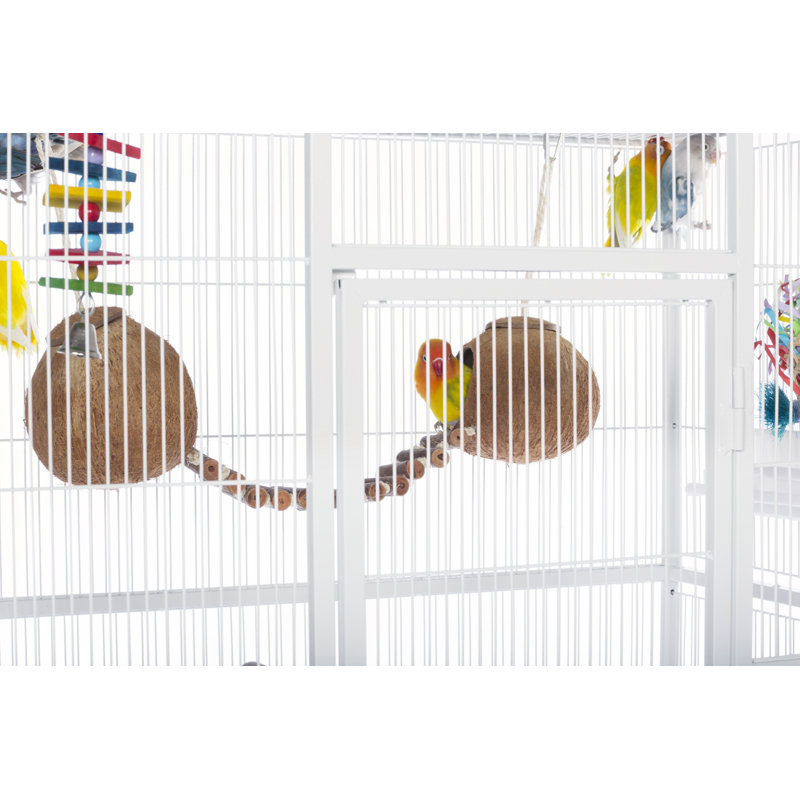 Chalk White 59.25'' Steel Flight Bird Cage with Stand