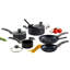 Batterie de cuisine en aluminium noir 10 pièces 10 pièces