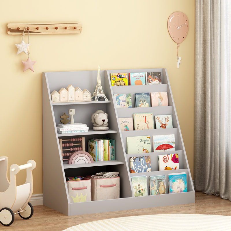 Bibliothèque, bibliothèque en bois à 4 niveaux pour petits espaces