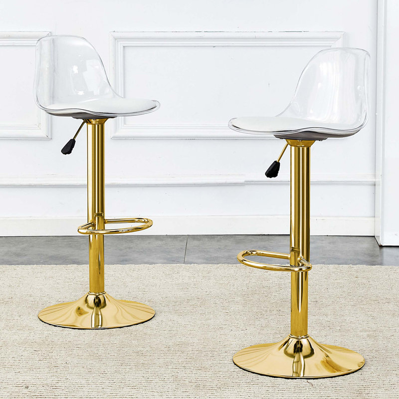 Chaises de bar et tabourets de bar modernes et minimalistes, pivotant à 360 ° et réglables, dossier en PET et sièges en polyuréthane, ensemble de 2, convient aux bars, restaurants et caissiers de la réception