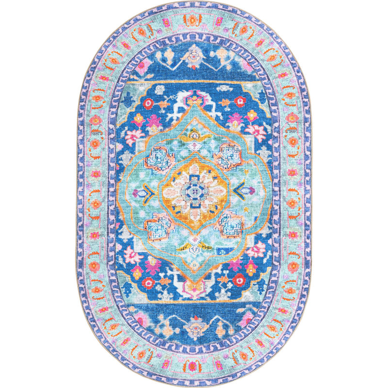 Utin Chenille Oriental Indoor Rug, Oval 5' x 8'