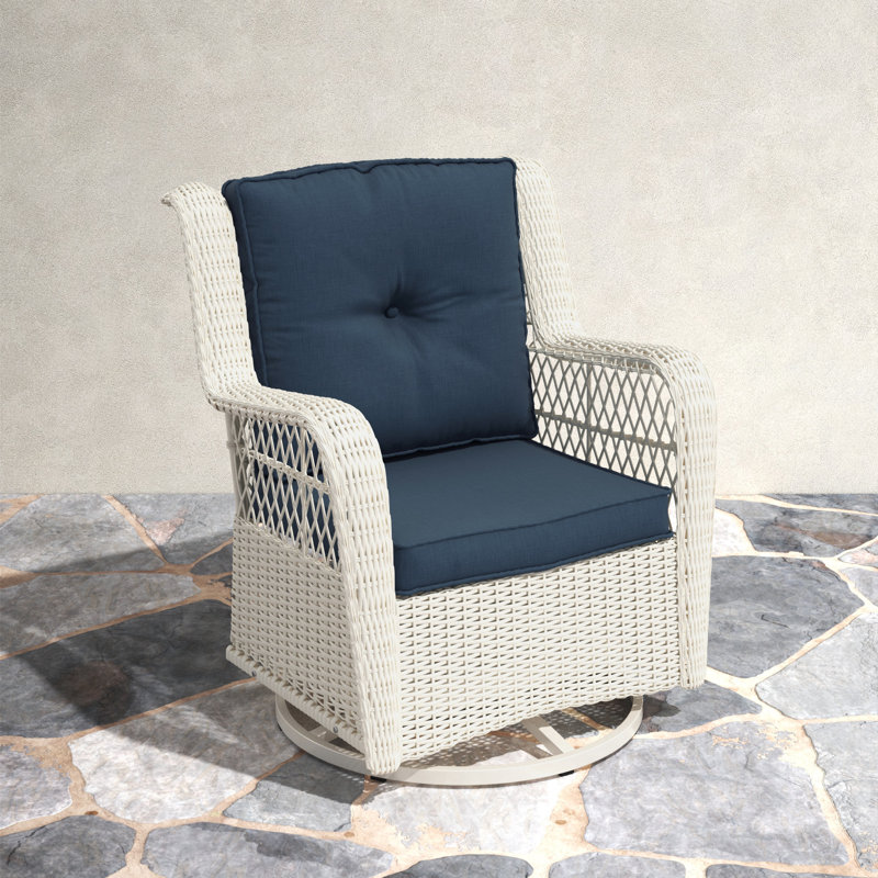 Fauteuil oscillant avec coussins Rio Vista, Blanc, Bleu marine