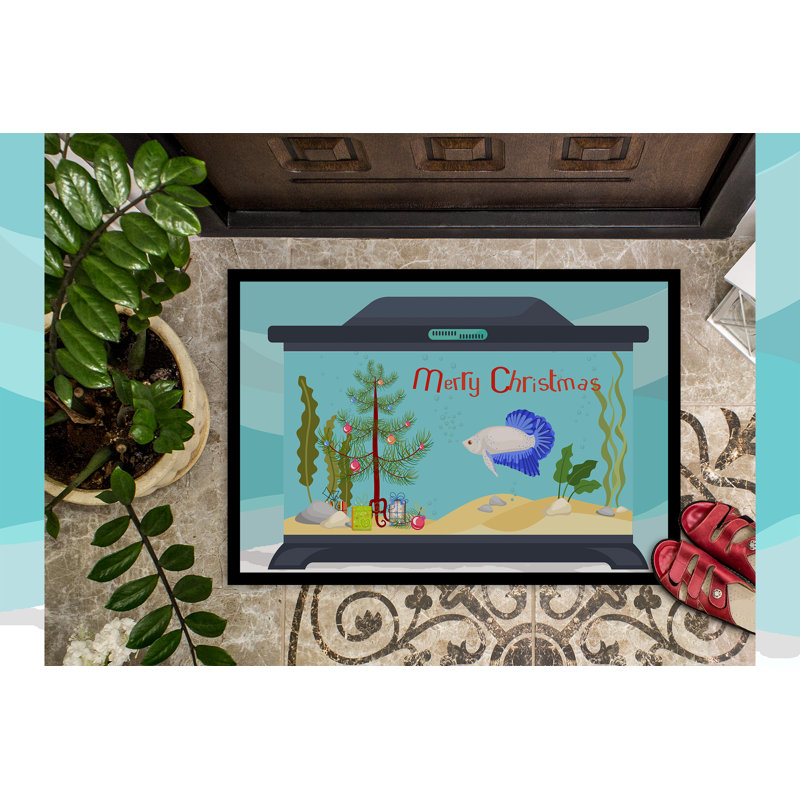Tapis d'entrée antidérapant Insta, Poisson combattant à queue demi-lune, 18" W x 27" L