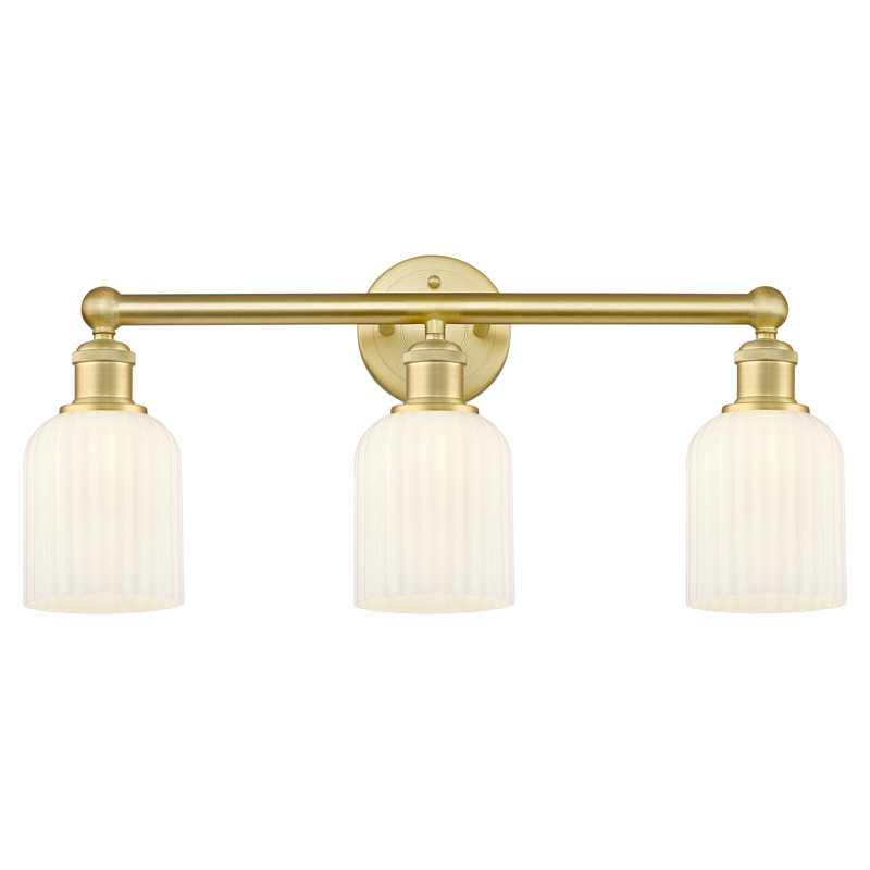 Abat-jour de salle de bain 3 lumières Edison Northgate, Or satiné, Blanc