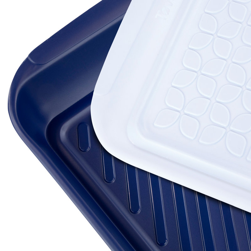 Tovolo Prep & Serve Large Marinade Tray Set With White Tray And Stratus Blue Base - Large