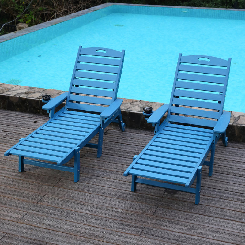 Hdpe Outdoor Chaise Lounge Chair With 4-position Adjustable Backrest, Pool Lounge Chair Supports Up To 400 Lbs For Patio Poolside Deck Beach Backyard