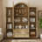 72.4'' Tall Arched Glass Display Cabinet with Adjustable Shelves and Drawers