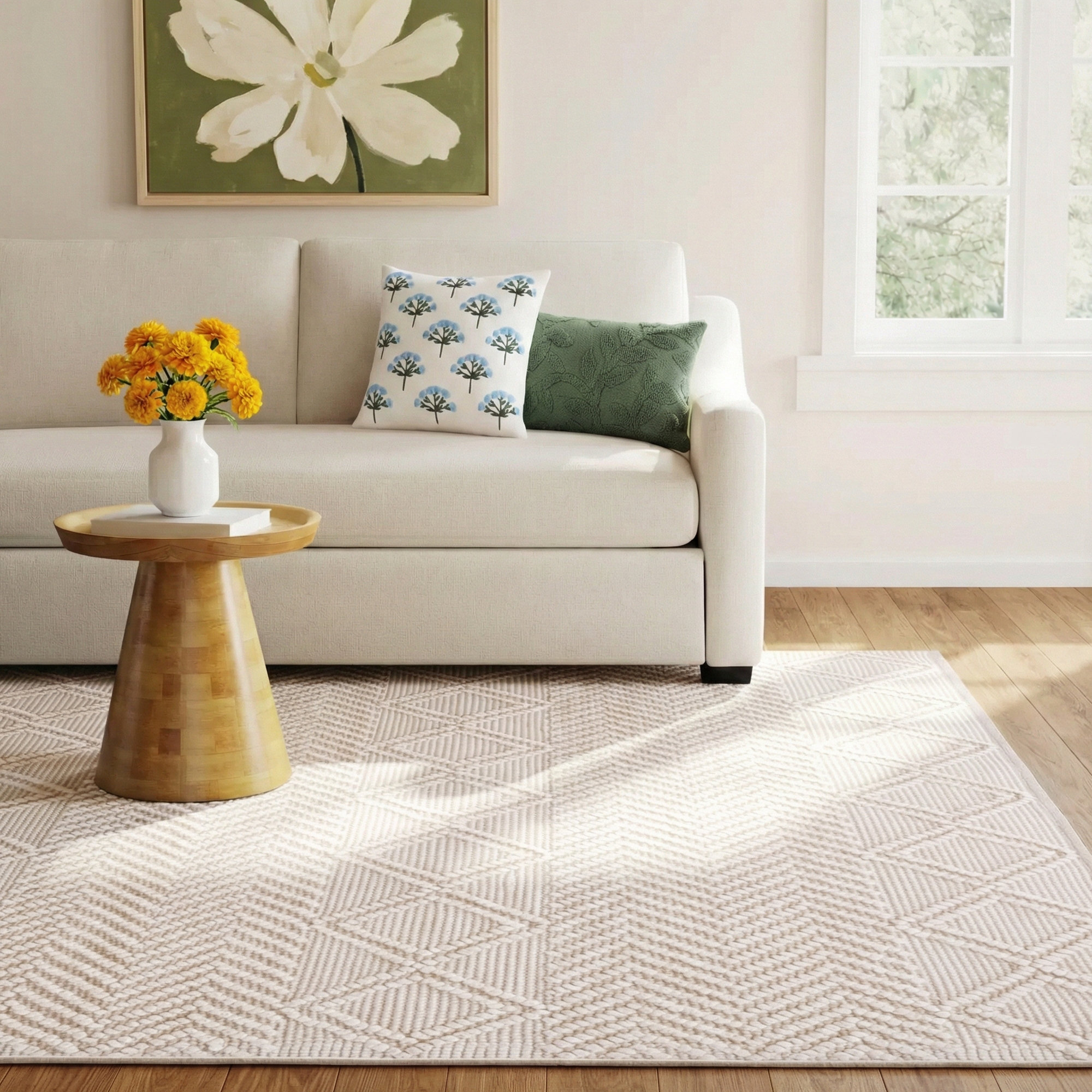 Tarres Handmade Wool Ivory Rug, Rectangle 8' x 10'