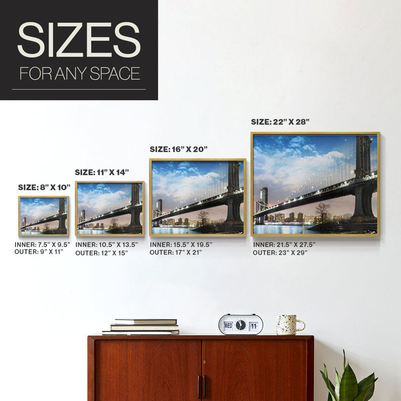 NY Night -Framed Print - Restickable, 8" H x 10" W