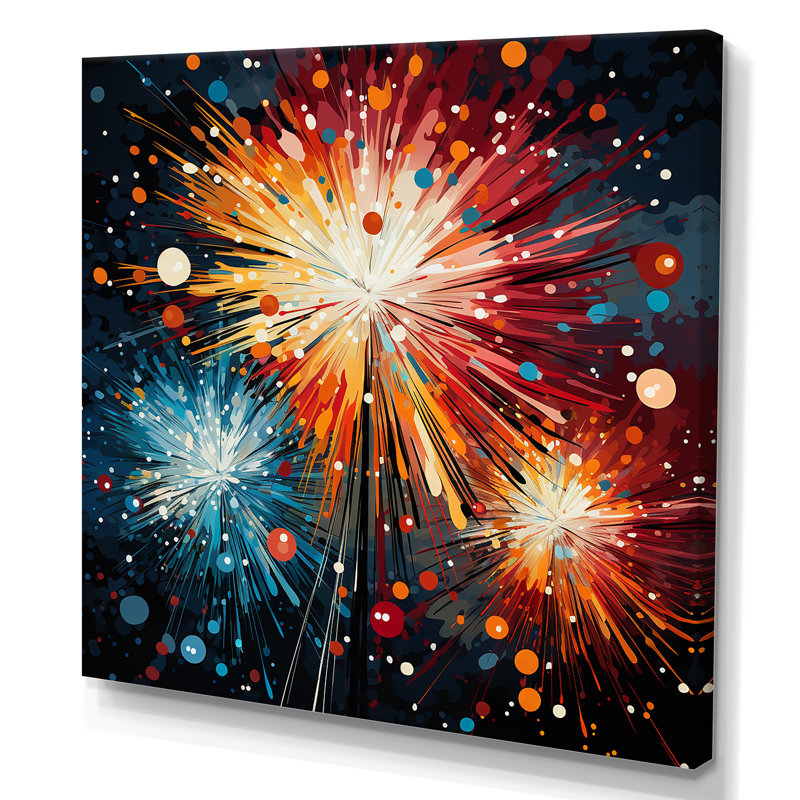 Feux d'artifice colorés symphonie II - art mural, Toile tendue, H 36 po x l 36 po x P 1,5 po