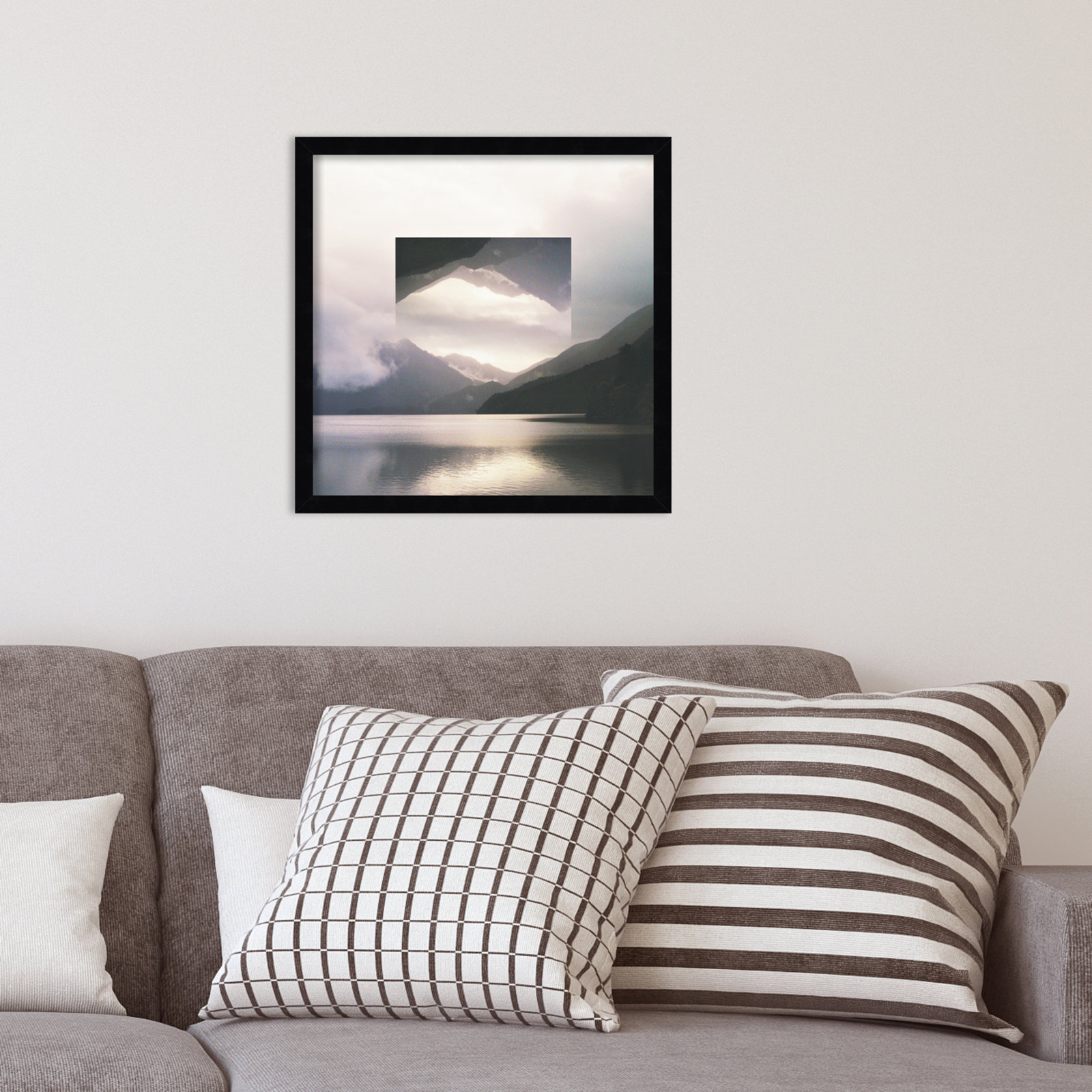 Reflected Landscape by Laura Marshall, Black, 17" H x 17" W x 1" D