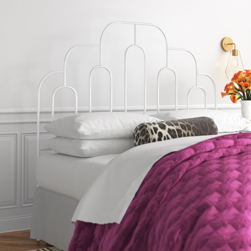 Magdeline Metal Headboard, Queen, White