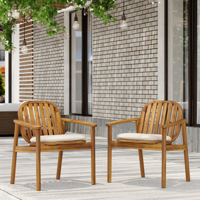 Ensemble de 2 chaises de patio d'extérieur avec coussin