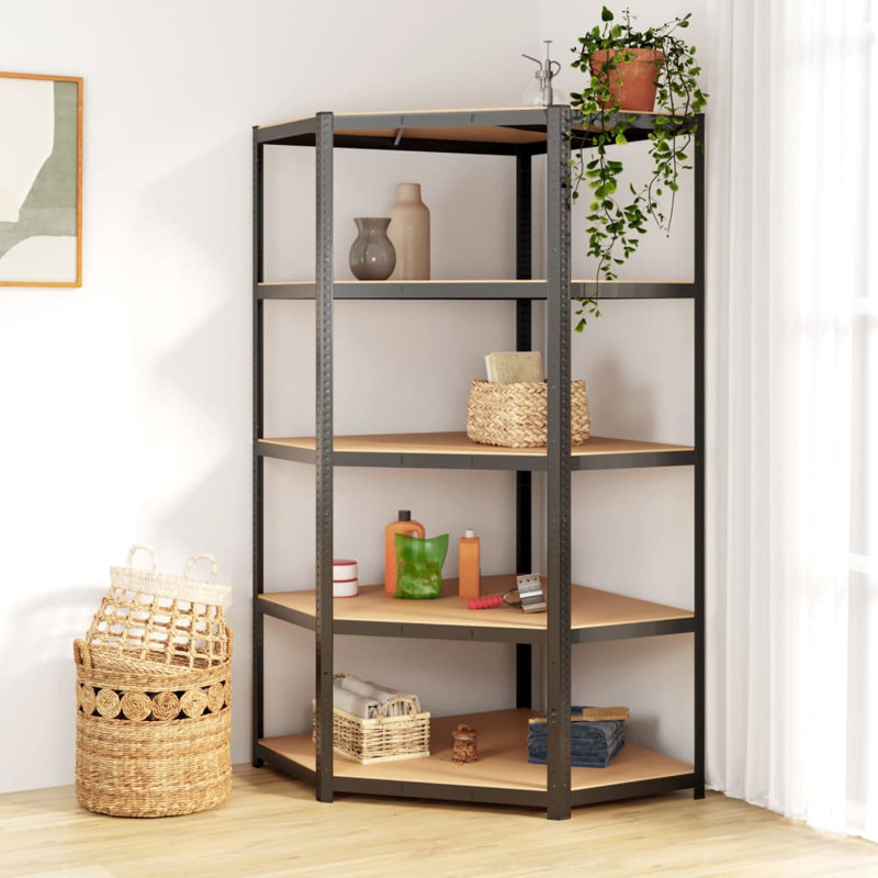 Shelf Storage Bookshelf Shelving Unit 5-Layer Steel and Engineered Wood, 63" H x 29.5" W x 29.5" D, Black, 1
