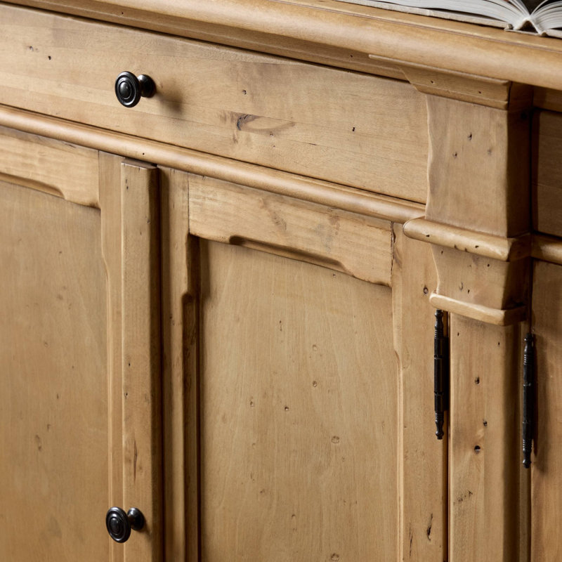 Marjorie 4 Door Sideboard-Distressed Black, Bleached Birch
