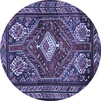 Tapis rond en laine / polyester oriental bleu tissé à la machine 5 pi