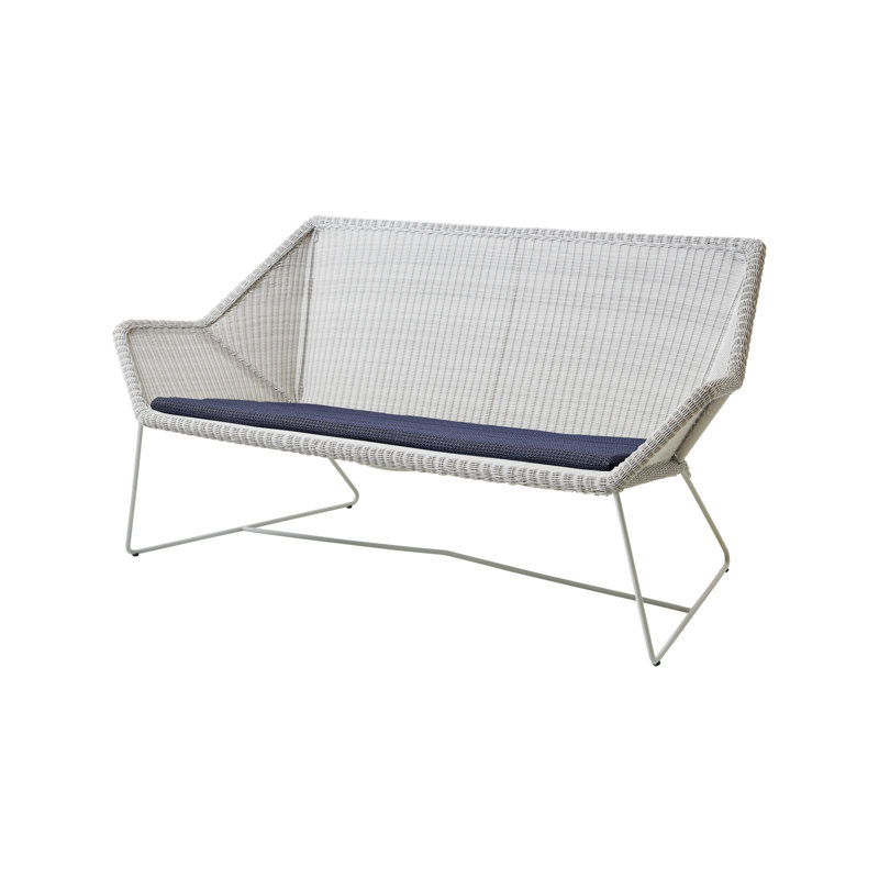 Breeze 60.7'' Wide Outdoor Wicker Loveseat, Blue, Black