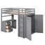 Lit mezzanine simple avec tiroirs, bureau et garde-robe gris