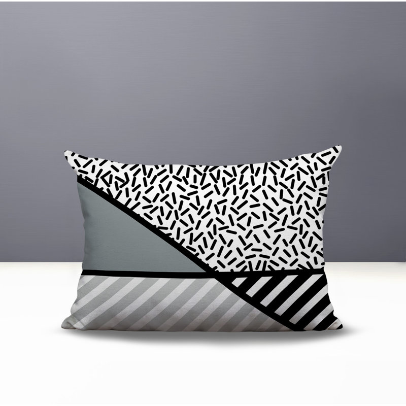 Oreiller rectangulaire intérieur / extérieur Shapira, Gris, Rectangulaire H 14 po x l 20 po