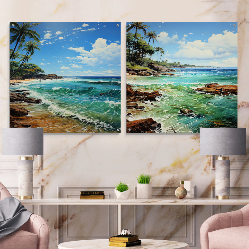 Photo sous-marine sous-marine I - ensemble d'art mural en verre acrylique Coastal Beach, H 16 po x l 33 po