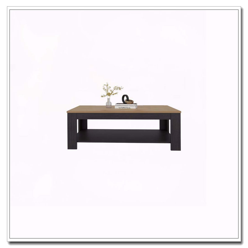 Wenge And Natural Oak Rectangular Coffee Table With Lower Shelf