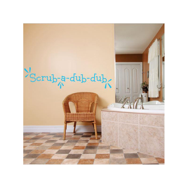 Décalcomanie murale scrubdubdub, Bleu pastel, H 6 po x l 30 po x P 0,16 po