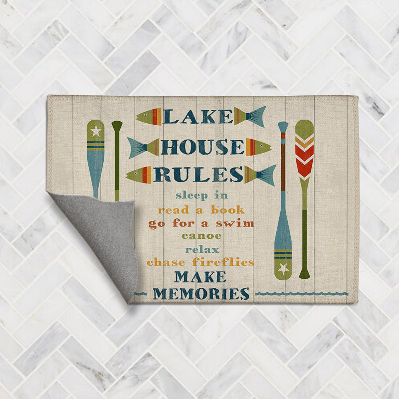 Lake House Rules Chenille Indoor Rug, Rectangle 2' x 3'