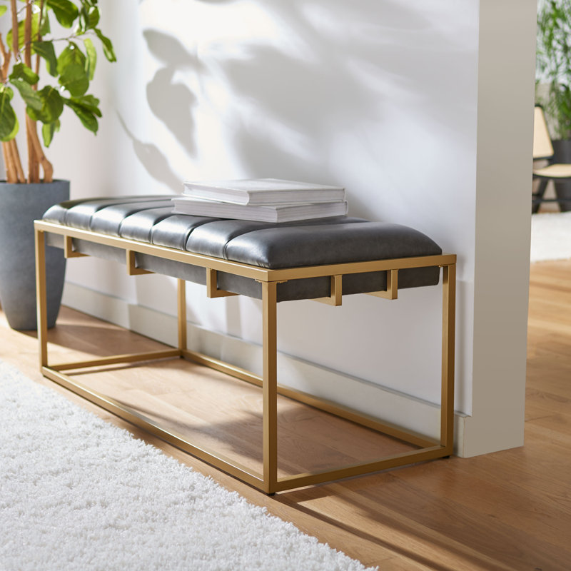Banc rembourré Andy, Similicuir gris foncé