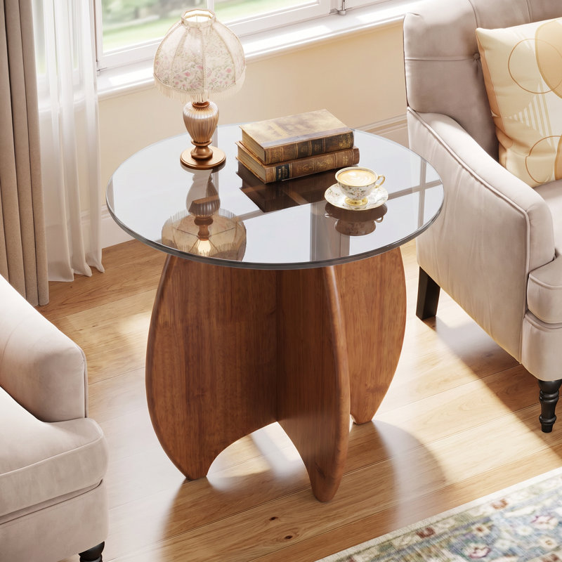 Petite table basse ronde en verre trempé
