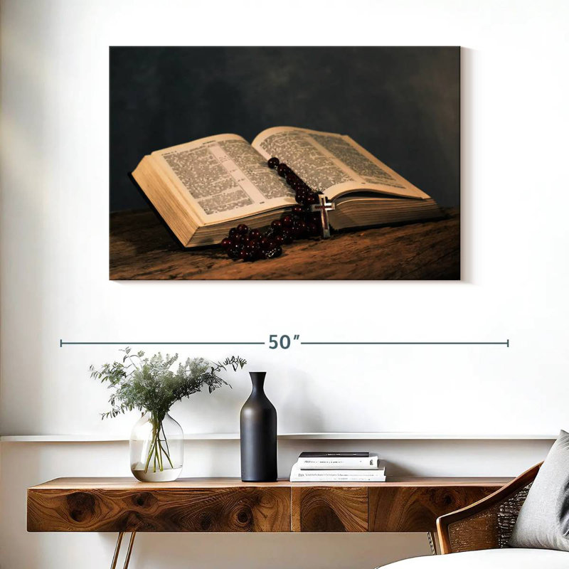 Rosaire Adella sur la bible, H 26 po x l 39 po