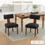 Ensemble de 2 chaises de salle à manger modernes sans accoudoirs - Design à oreilles courbées avec pieds en bois massif et revêtement en lin-163924291